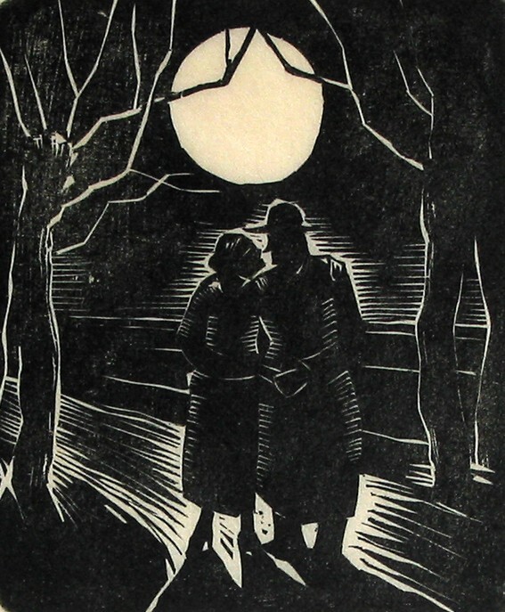 Man en vrouw in de maneschijn